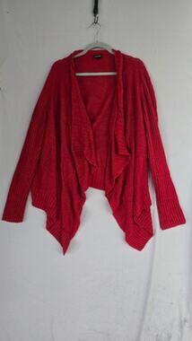 Torrid Cardigan Sweater Womens 4 Plus 4X Red Open Front Chunky Knit Long Sleeve